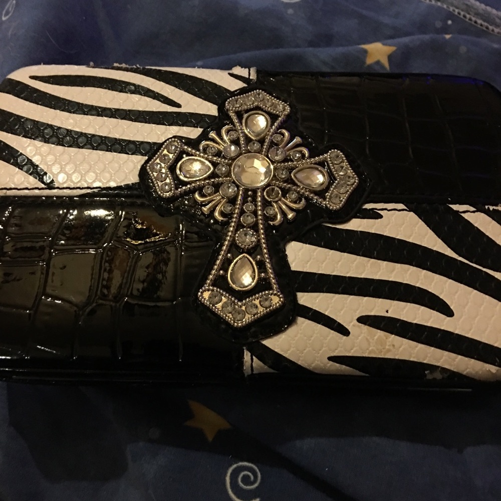A Black and white Zebra Stripes Wallet 🌈🌸❄️❤️